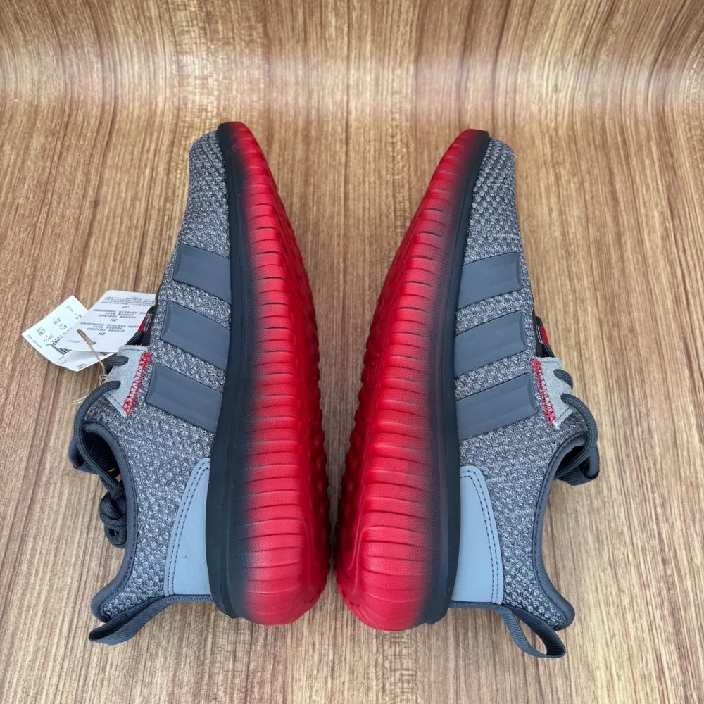 Adidas Kaptir 4.0‎ K Sneakers Kids Size 5 Grey Red IH1841 Cloudfoam Running NEW